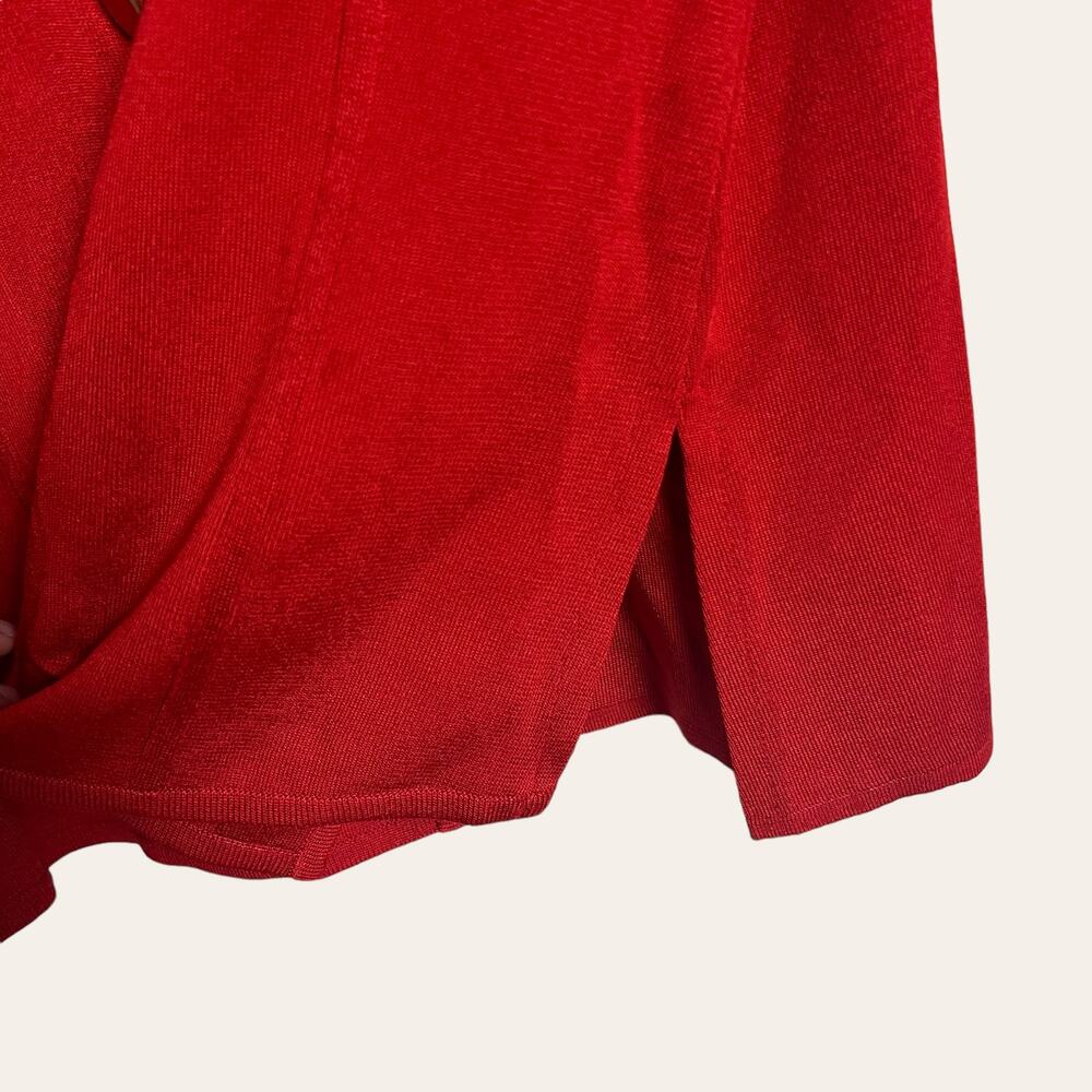 Exclusively Misook Solid Red Knit Button Front Sw… - image 6